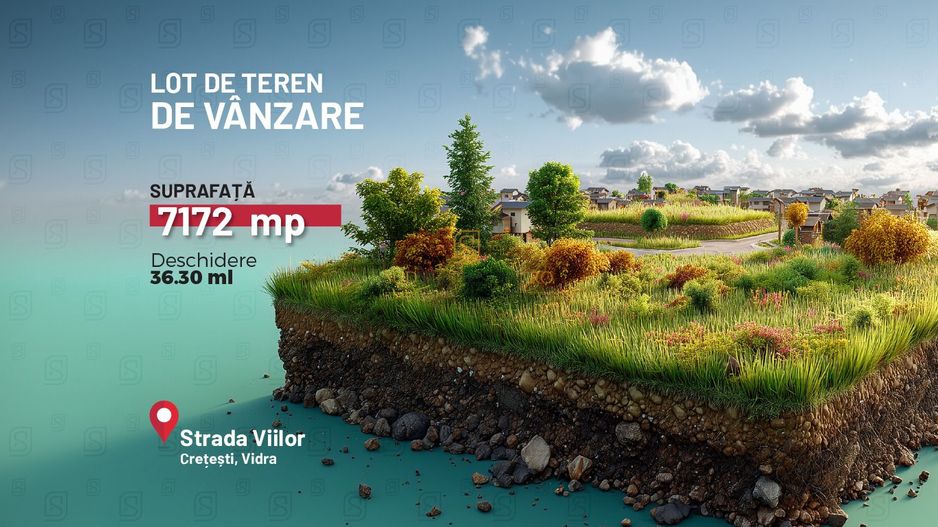 Teren intravilan 7.172 mp, Deschidere 36 ml, Vidra, Cretesti - Poză 1