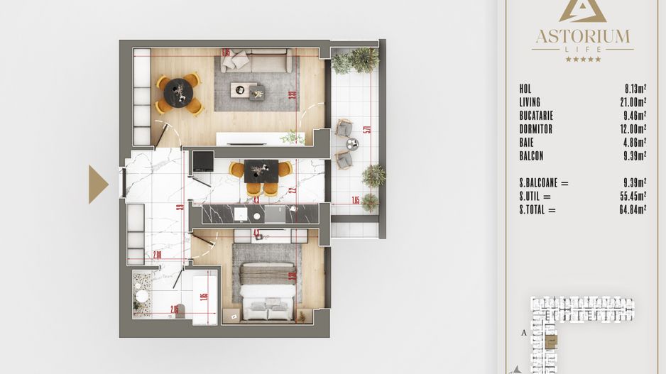 Titan Pallady 2 Camere Astorium Life exclusiv blocul A predare 2025 - Poză 2