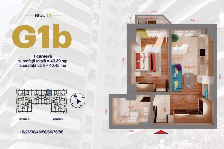 Apartament 1C, Copou, 43,4mp, 110000euro+TVA - Poză 5