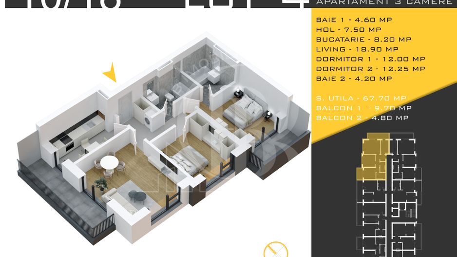 3 camere decomandat Titan Pallady  Metrou Nicolae Teclu - Schiță 3