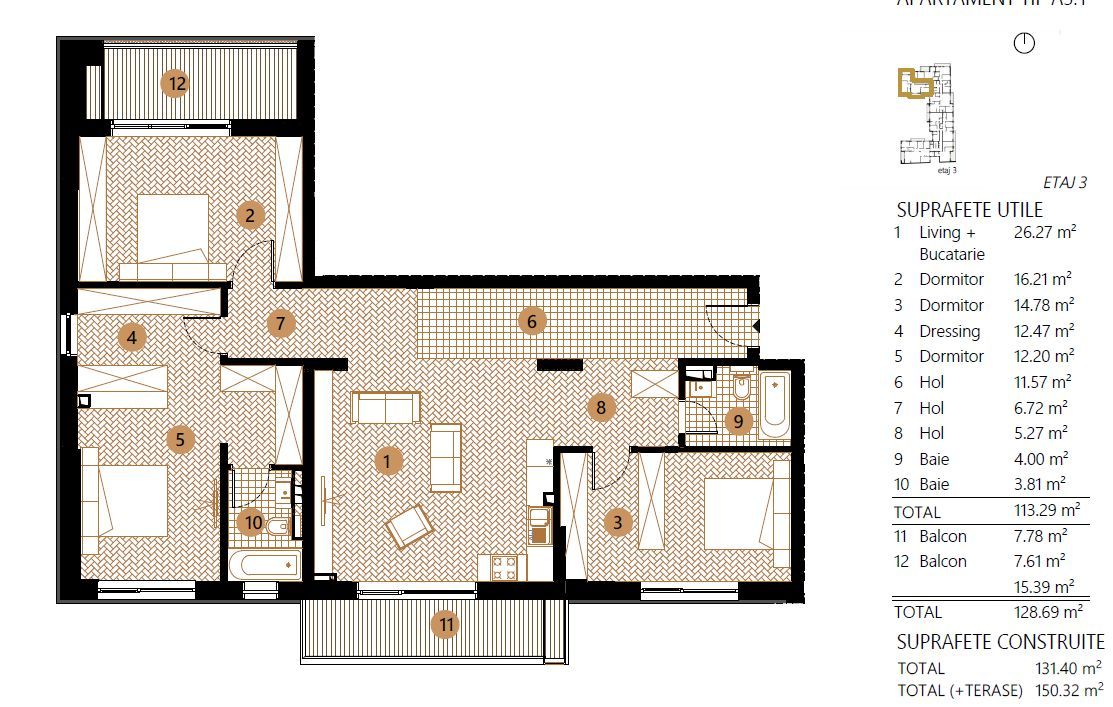Apartament modern 4 camere, 2 terase– proiect boutique Floreasca-Barbu V - Poză 4