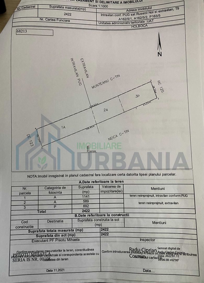 Teren intravilan de vânzare în Rusenii Noi, comuna Holboca, Iași - Poză 3