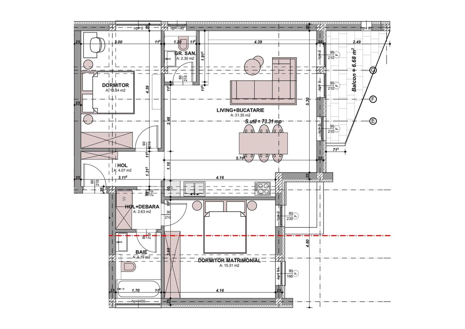 Apartament la Vila, 3 camere, Cartierul Arhitectilor - Schiță 6