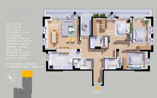VANZARE APARTAMENT LA CHEIE | 4CAMERE | 160MP | TERASA 88 MP| PARCARE - Schiță 20
