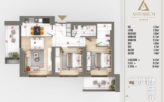 3 camere  Proiect Premium Titan Pallady - Schiță 5