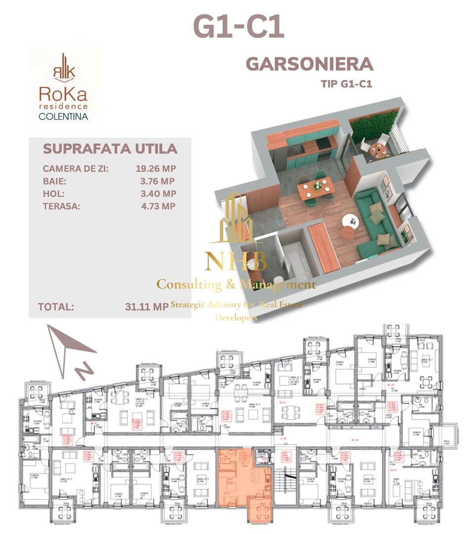 Garsonieră elegantă de închiriat în Roka Doamna Ghica- prima inchiriere - Poză 18