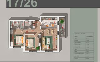 Apartament 3 camere Modern+2 locuri de parcare subterane - Schiță 13