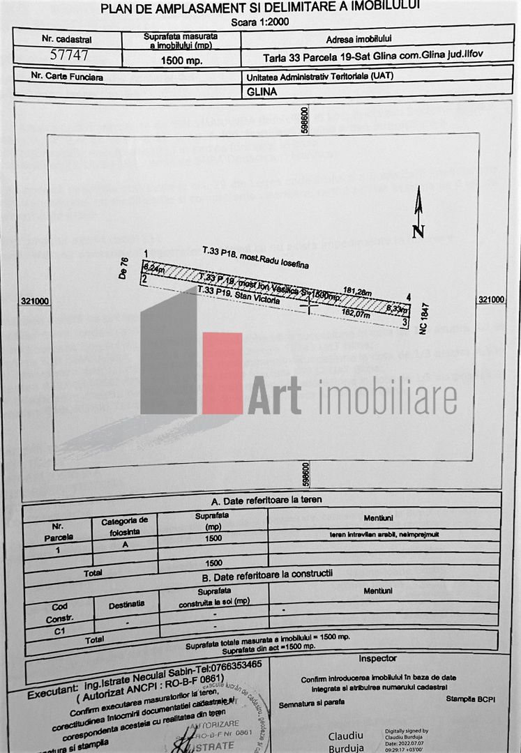 Teren 3000mp intravilan Glina | Parcelabil - Poză 2