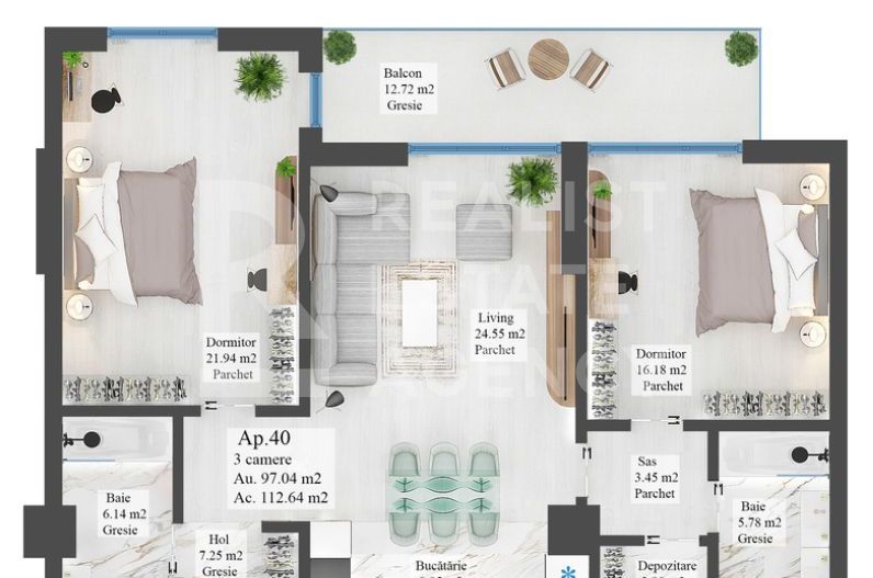 Apartament cu 3 camere de vânzare, Carpathia - Schiță 10