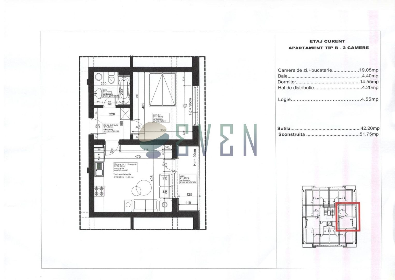 Apartament 2 camere Lujerului – bloc 2016 - Schiță 11