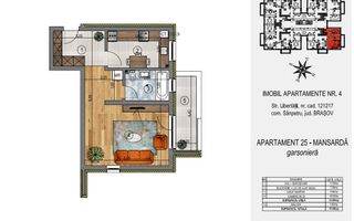 Garsonieră  mansardă Orizont Residence Sânpetru (preț fără TVA) - Poză 4