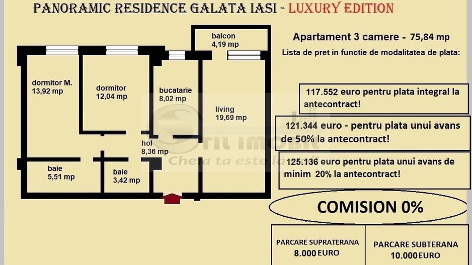 Apartament decomandat de vanzare in Iasi, Galata, 75,84 mp, bloc nou - Poză 2