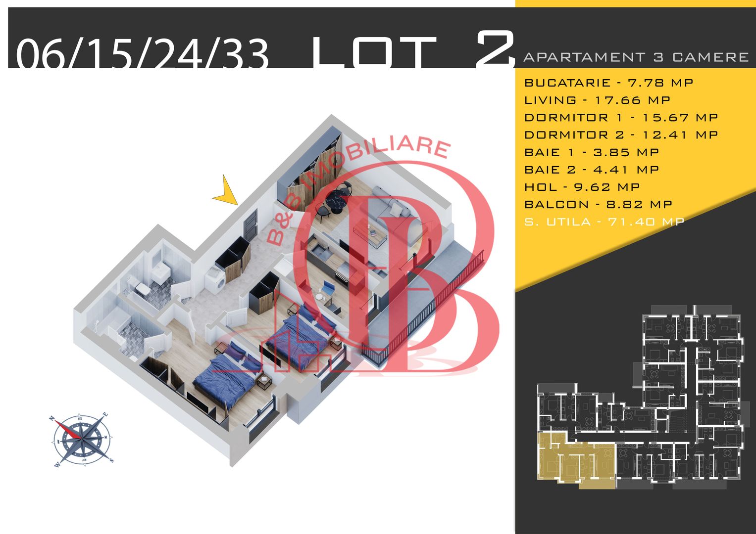 3 camere Parcare Bonus Titan Pallady Pret Promo de Lansare - Schiță 11