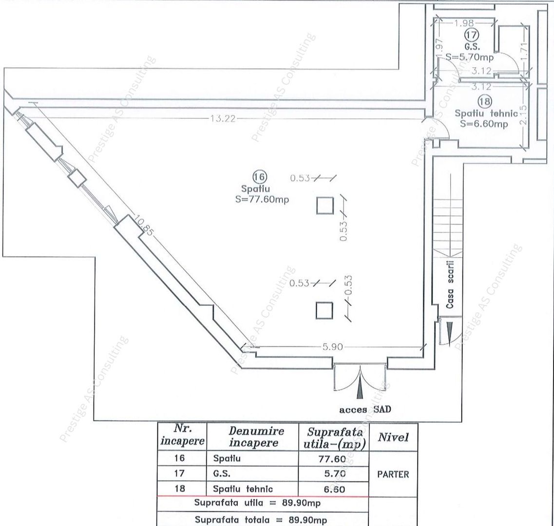 Spatiu Comercial/Birouri | Parter 90mp | Kara Residence Aradului - Schiță 3