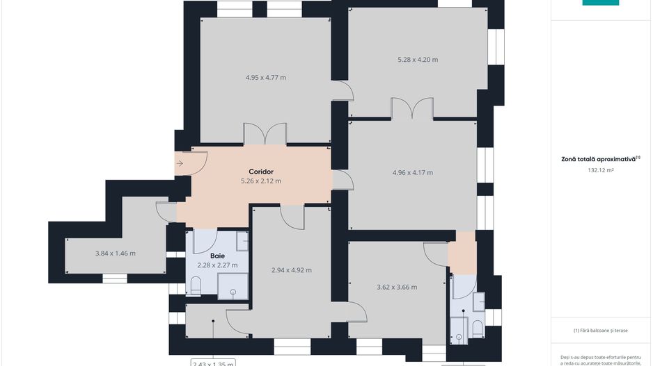 Apartament central 4 camere, foarte generos - Poză 6