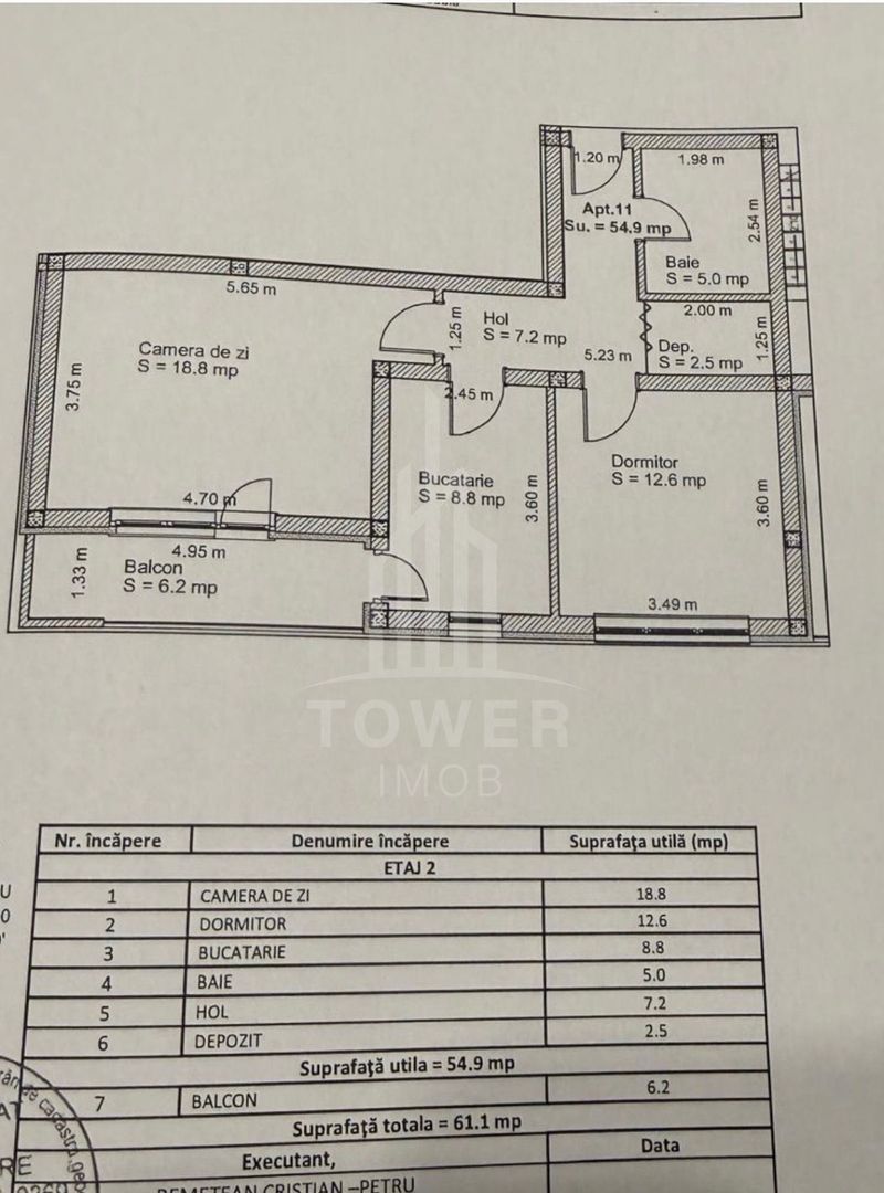 Apartament 2 camere decomandat,et 1-55mp,mobilat,6mp balcon,zona Brana-Selimbar - Poză 15