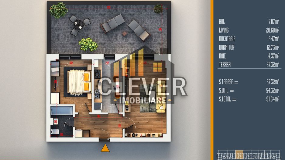 Apartament Superb 2 Camere cu Terasa 37mp Theodor Pallady - Poză 2