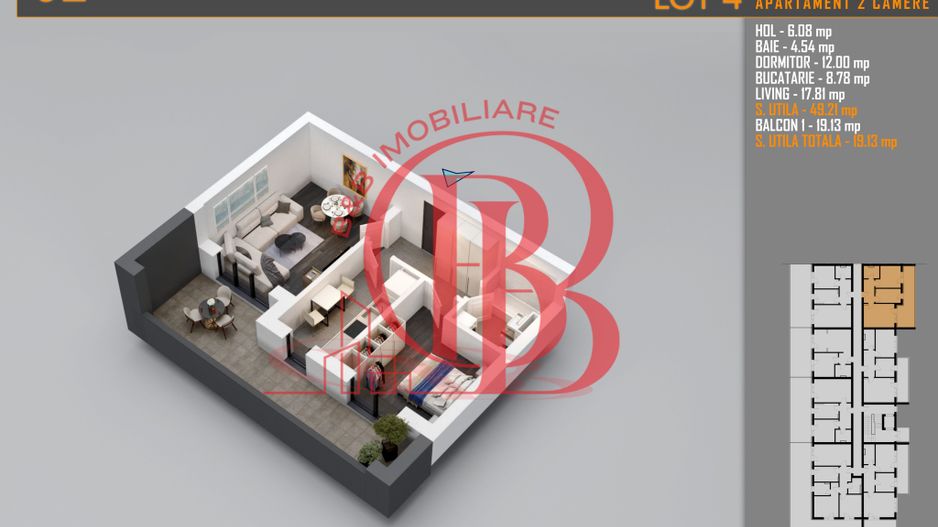 Apartament 2 camere cu Terasa Titan-Pallady-Metrou Teclu - Schiță 9