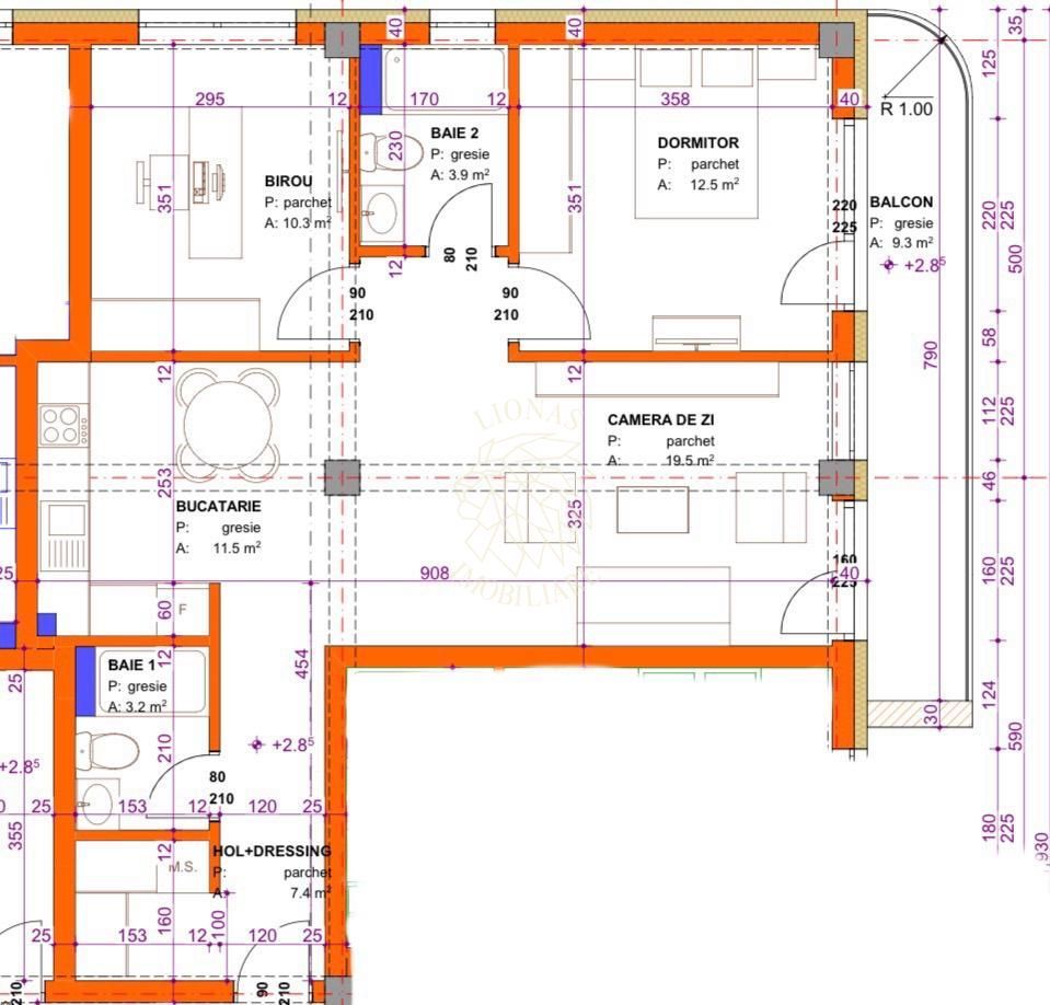 Apartament de Lux 3 camere 68,3 mp+balcon 9,3 mp-etaj 2-Central - Poză 1