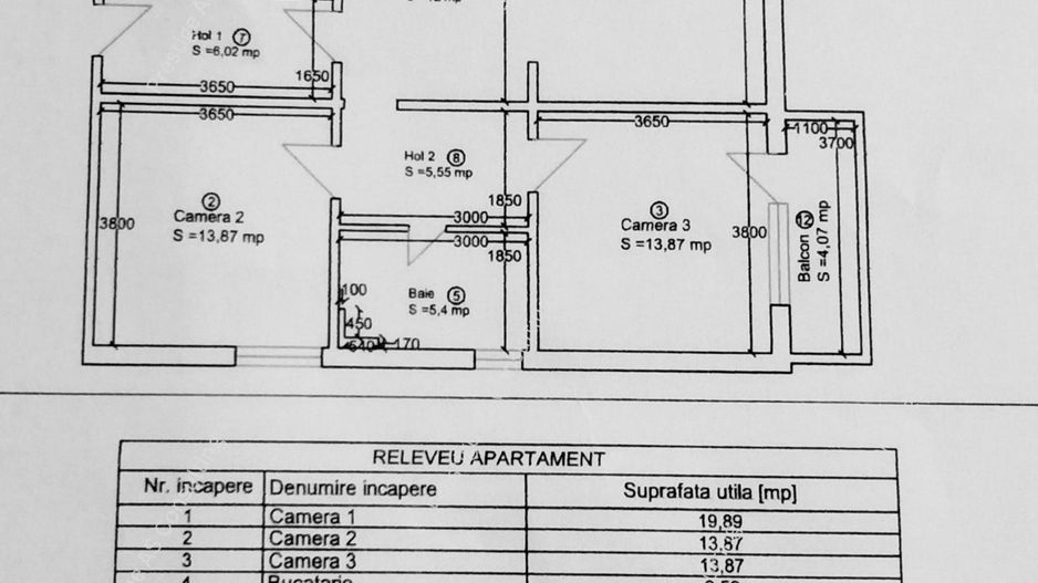 Apartament 4 camere, parter inalt zona Punctele Cardinale - Central - Schiță 6
