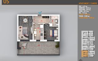 Apartament 2 Camere cu terasa de 33 mp și Comision 0%, metrou Teclu - Poză 1