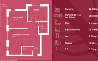 Apartament 3 camere, complex rezidential premium, zona Intre Lacuri - Schiță 2