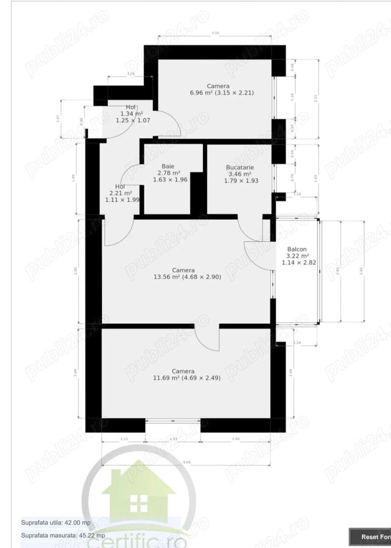 COMISION 0% | Apartament 3 camere | Sagului | 42 mp utili | Etaj 4/4 - Poză 9