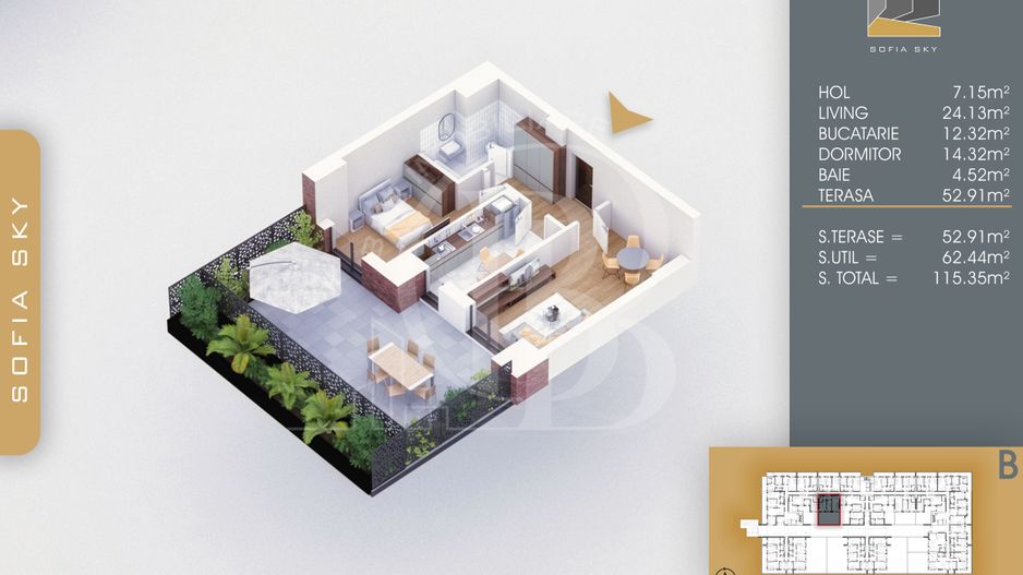 Bloc Finalizat Apartament 2 camere cu Terasa 7min Metrou - Schiță 5