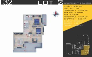 Decomandat 2 bai Terasa Vedere libera Parcare bonus Metrou Teclu IKEA - Schiță 5