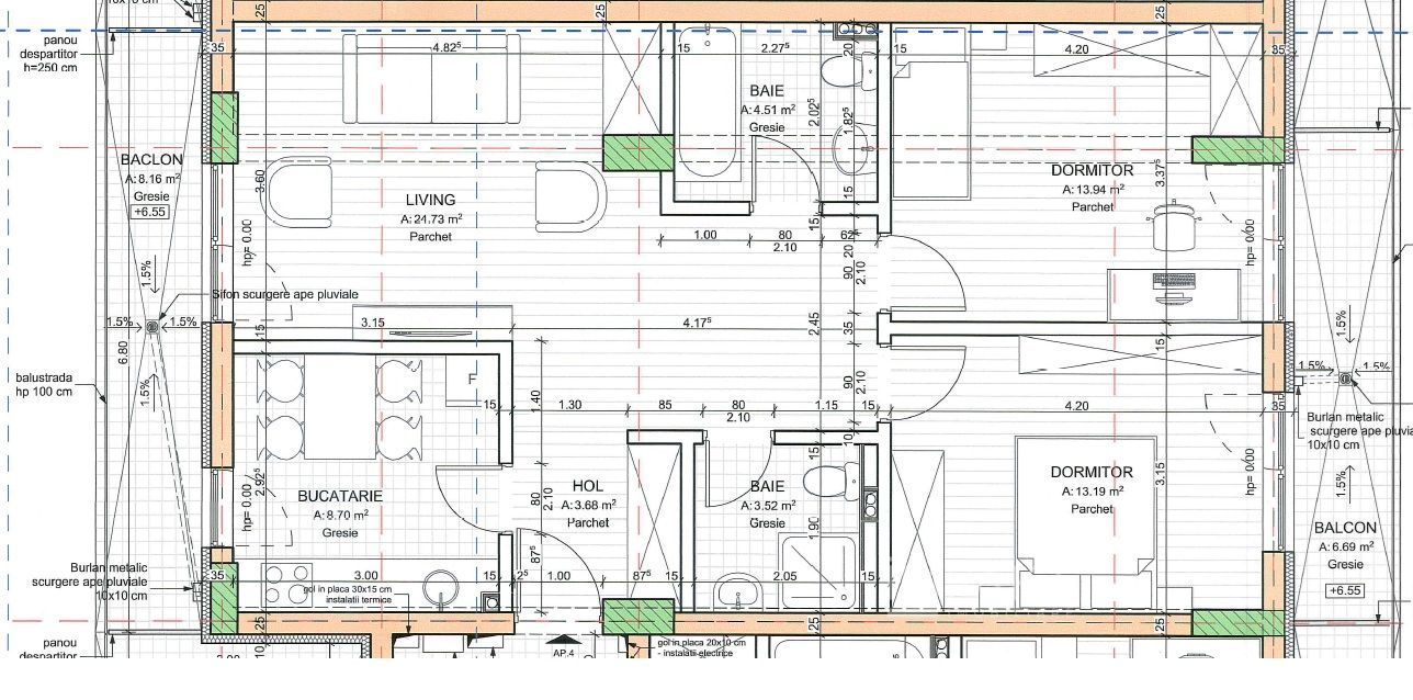 Apartament 3 camere Plopilor 72 m2 plus 2 balcoane - Poză 2