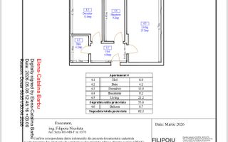 Finalizat 2 Camere, Curte 37 mp | 53,55 mp Utili | Pallady - Schiță 1