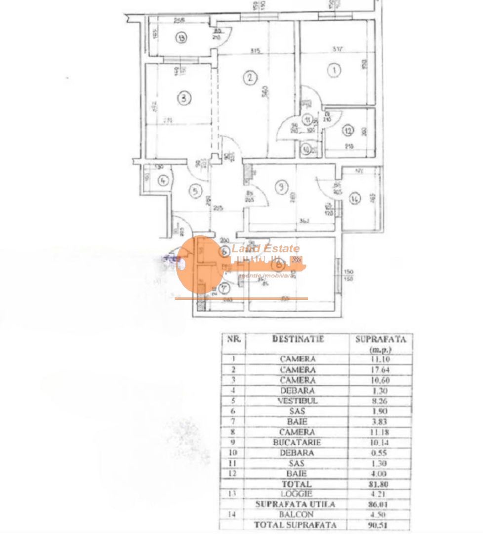 Apartament 4 camere Basarabia - Titan  Bloc anvelopat - Schiță 8