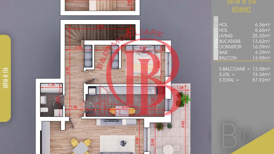 2 camere duplex finalizat -acte gata-mutare rapida - Schiță 5