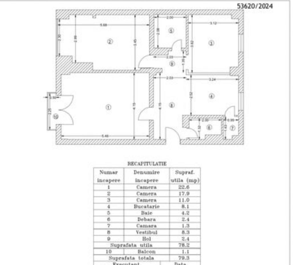 APARTAMENT 3 CAMERE | B-DUL BUREBISTA | ZONA CENTRALĂ - Schiță 12