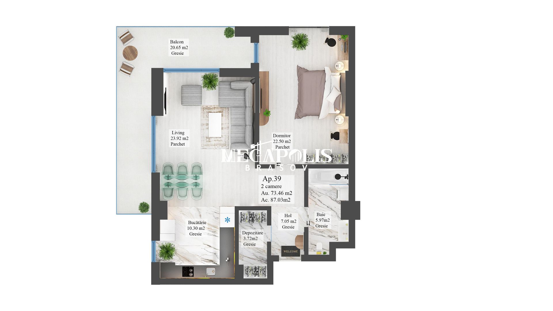 Apartament cu 2 camere | Noua | 74 mp Utili - Poză 4