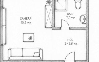 Garsonieră de vânzare, 18 mp, parter, zona Galata – Iași - Poză 1
