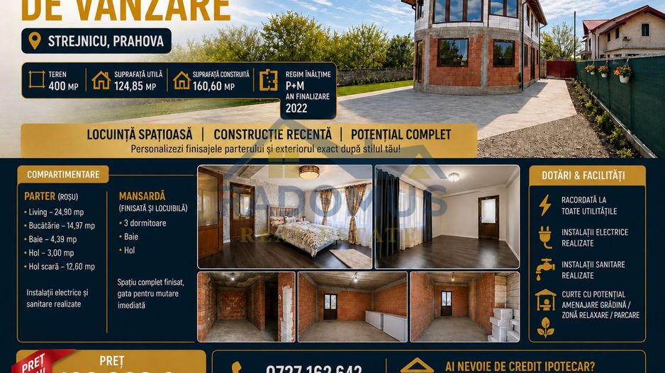 Casă P+M | Strejnicu | Teren 400 m² | An 2022 | 130.000€ | Comision 0% - Poză 1