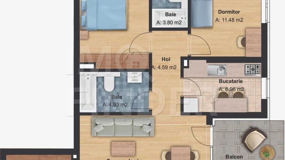 Apartament nou de 3 camere superfinisat, cartier Bună Ziua - Poză 6