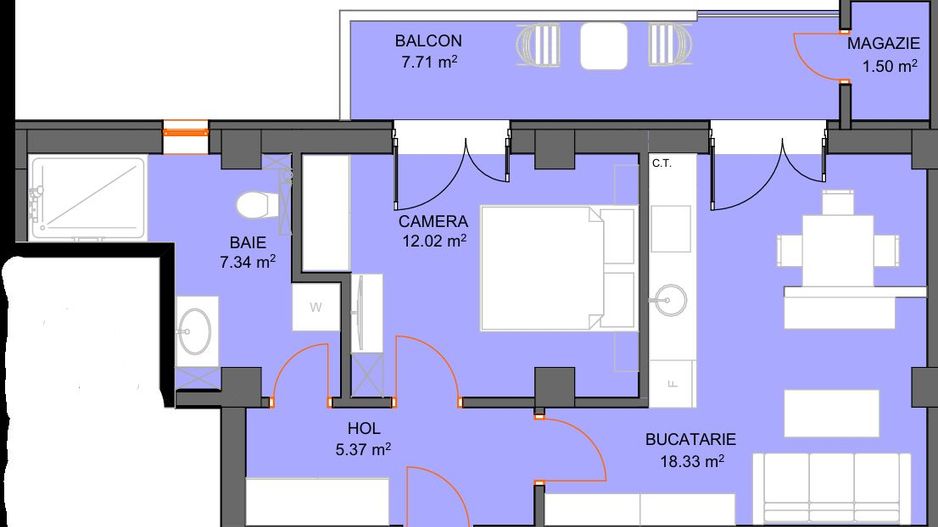 Apartament 2 dormitoare cu avans doar 5% - zona Doamna Stanca - Sibiu - Schiță 5