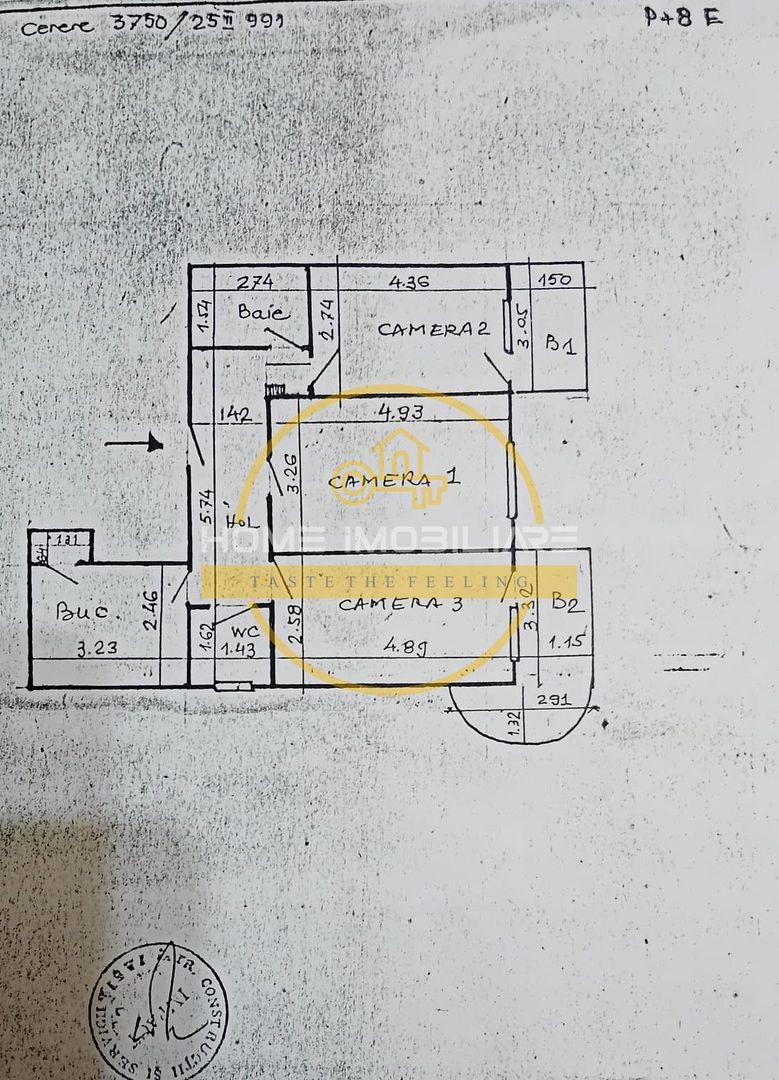 Ap 3 camere , 2 bai , decomandat , etaj 1/8 , Zona Garii. - Poză 3