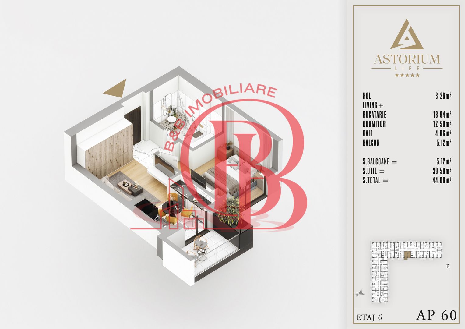 2 camere finisaje de calitate  proiect premium - Schiță 1