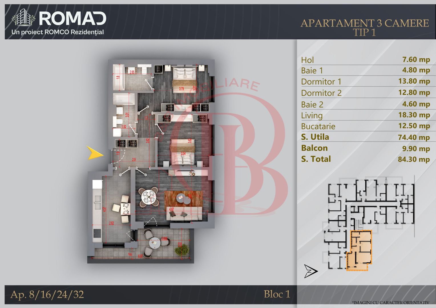 Apartament 3 camere Premium Pallady-Sector 3 - Schiță 12