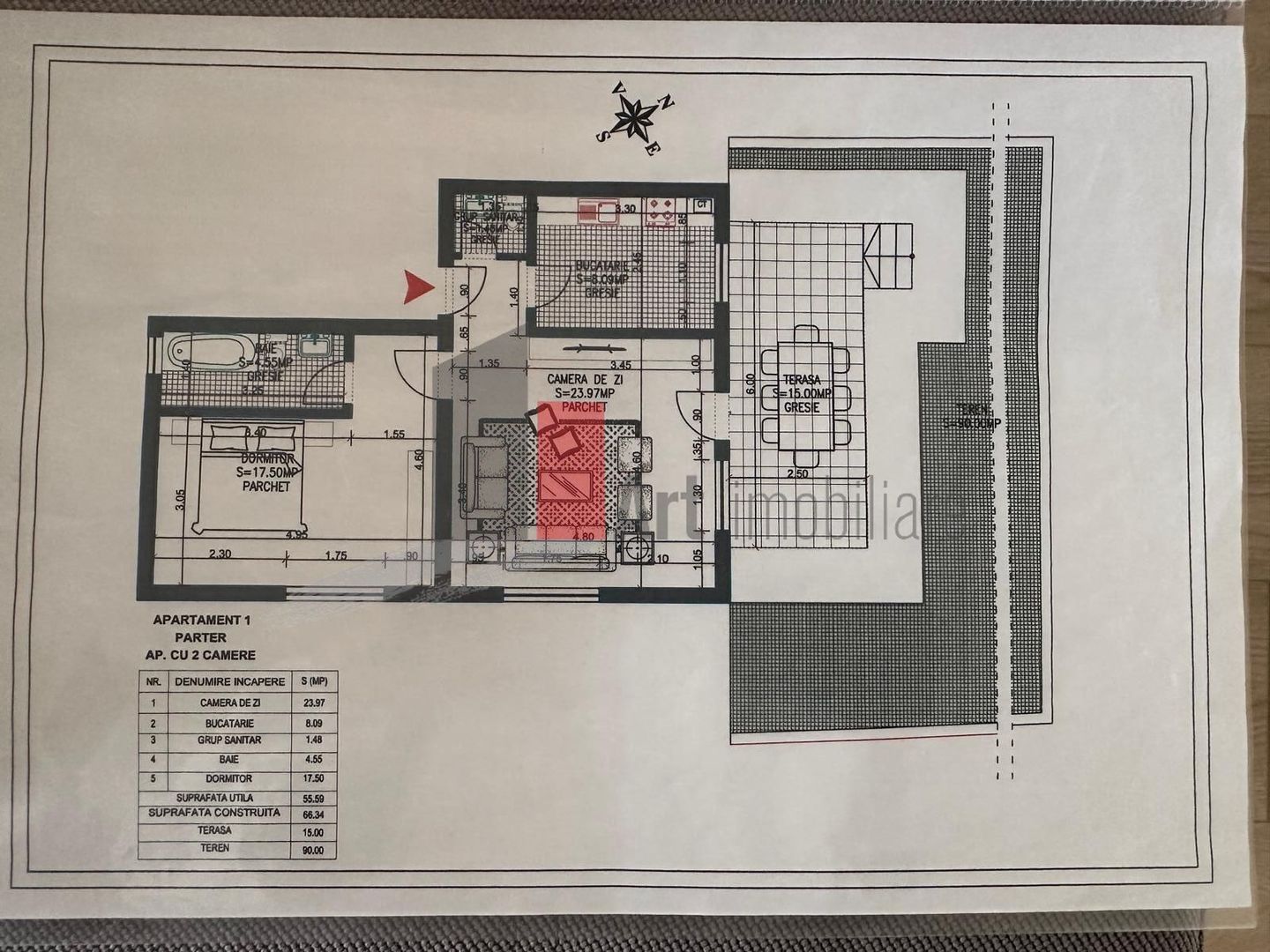 Apartament 2 camere si curte proprie centru Popesti - Poză 2