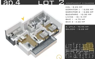 Apartament 3 Camere 83 mp - Zona Pallady - Comision 0% - Schiță 13