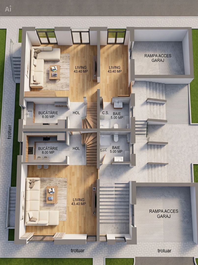 Duplex semifinisat, zona Stadionului de Fotbal, Florești - Schiță 6
