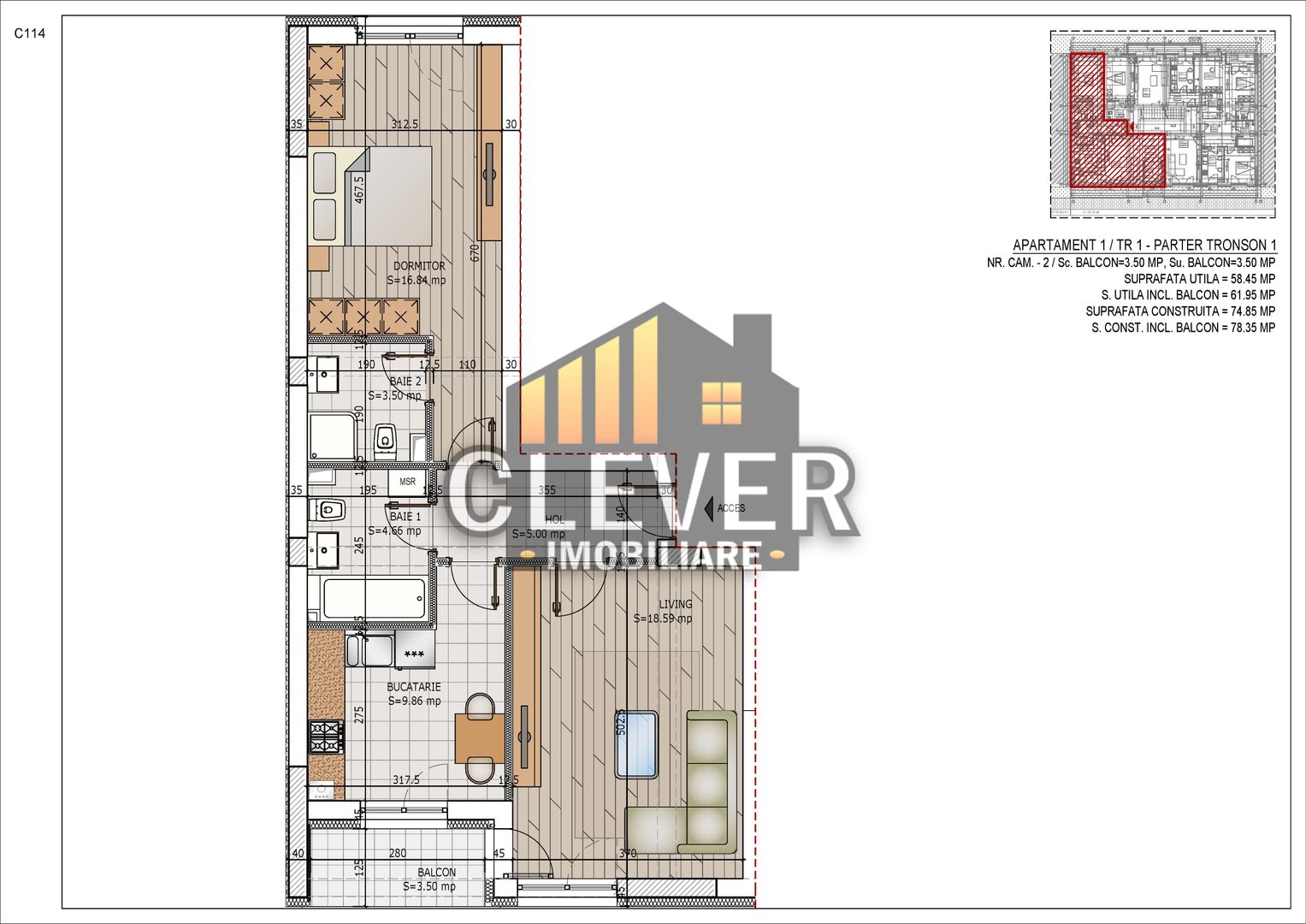 Direct Dezvoltator: Apartament Modern 62mp | 2 bai | Comision 0 - Poză 3