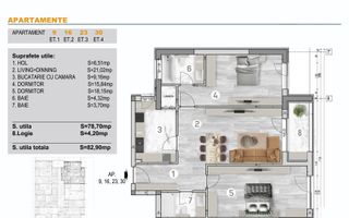 Apartament 3 camere + balcon, decomandat,Bloc nou, zona Bd Brancoveanu - Schiță 8