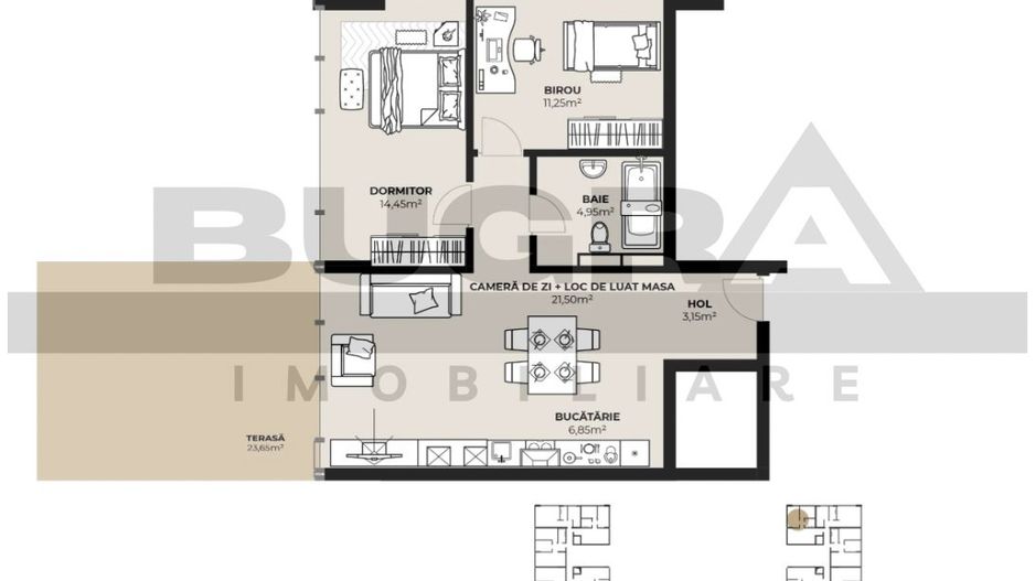 Apartament 3 camere, 62 mp, terasa 24 mp, zona autogara - Poză 2
