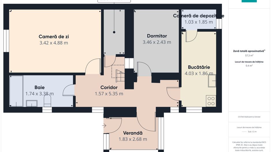 Casă cu 2 camere în Bujac - Poză 4