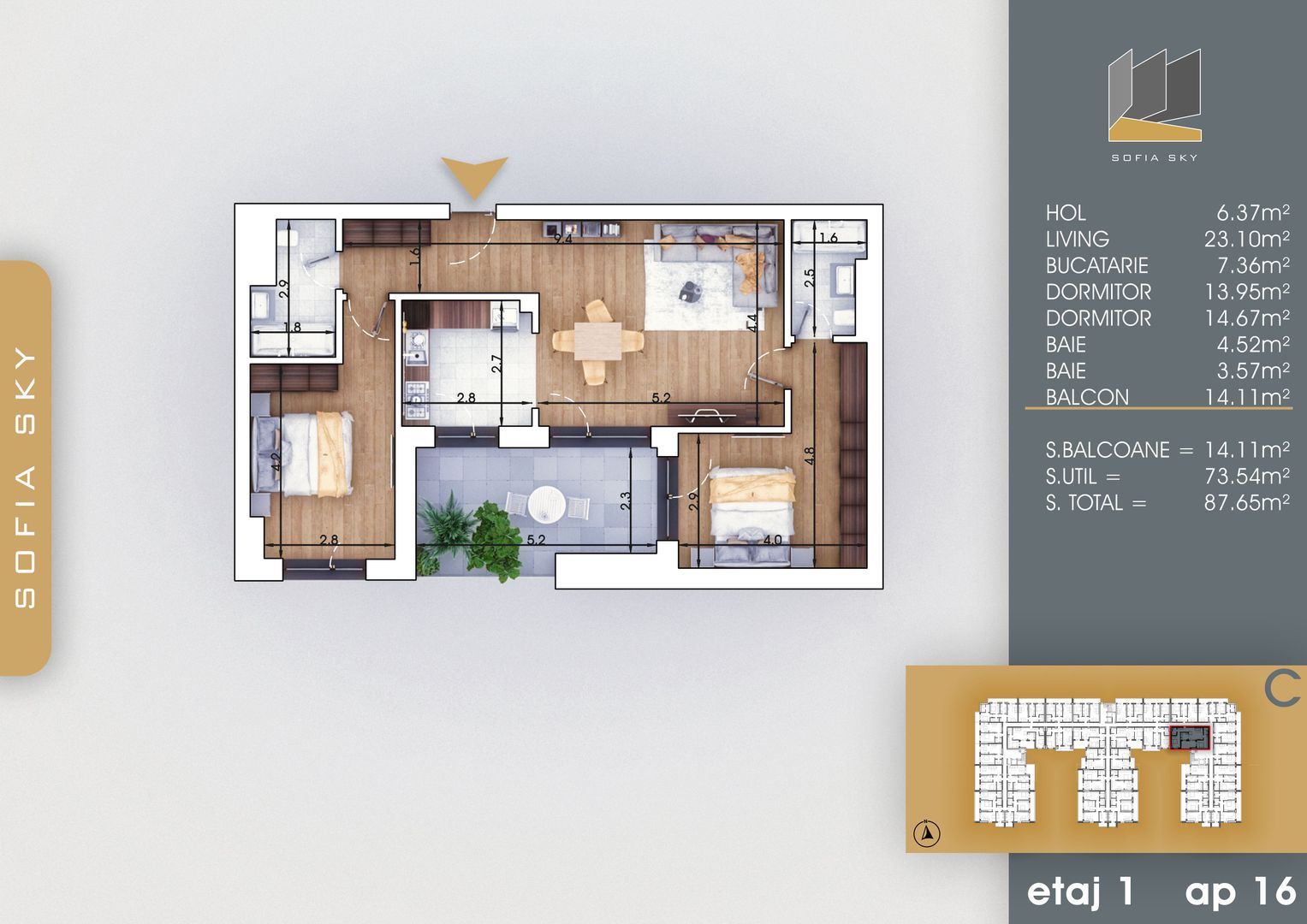 Apartament 3 camere Titan Pallady pozitie excelenta vs Metrou Nicolae Teclu - Schiță 2